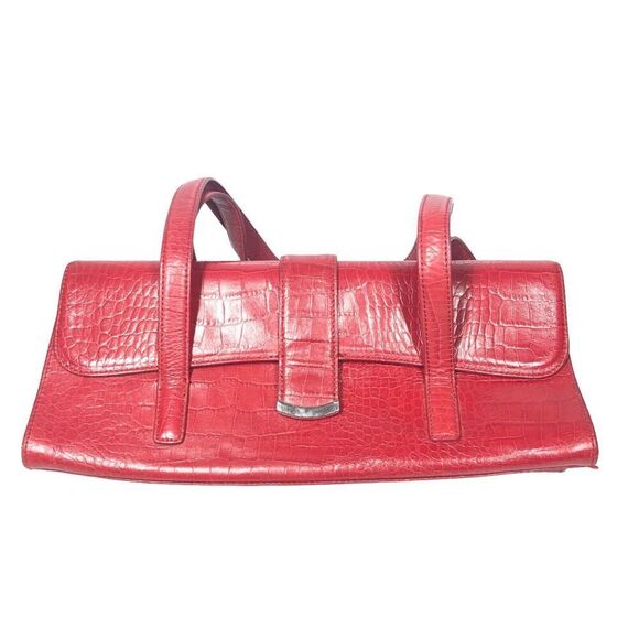 Alfani Purse Womens Red Emilia Buckle Crocodile Embossed Leather Retro 90's - Picture 5 of 15